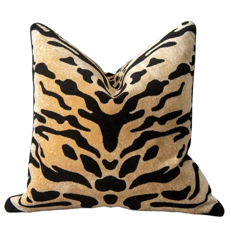 Afralia™ Tiger Pattern Flocked Velvet Cushion Cover - High-End Leopard Design