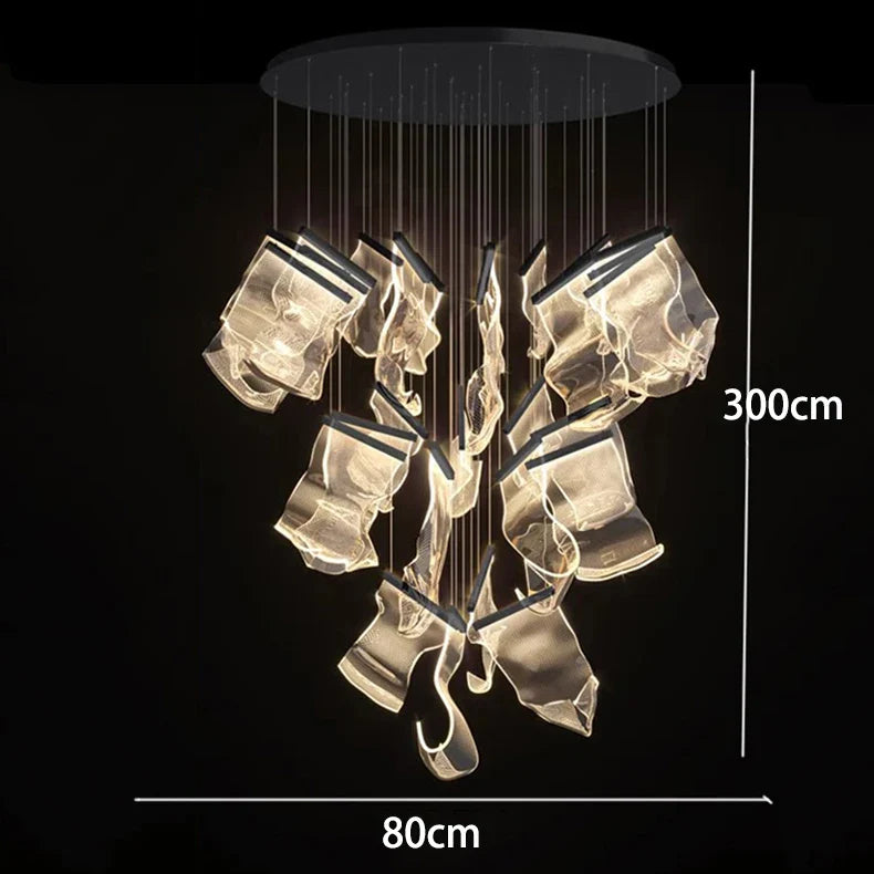 Afralia™ Crystal Chandelier Stair Pendant Living Room Lighting Modern Interior Pendant Lights