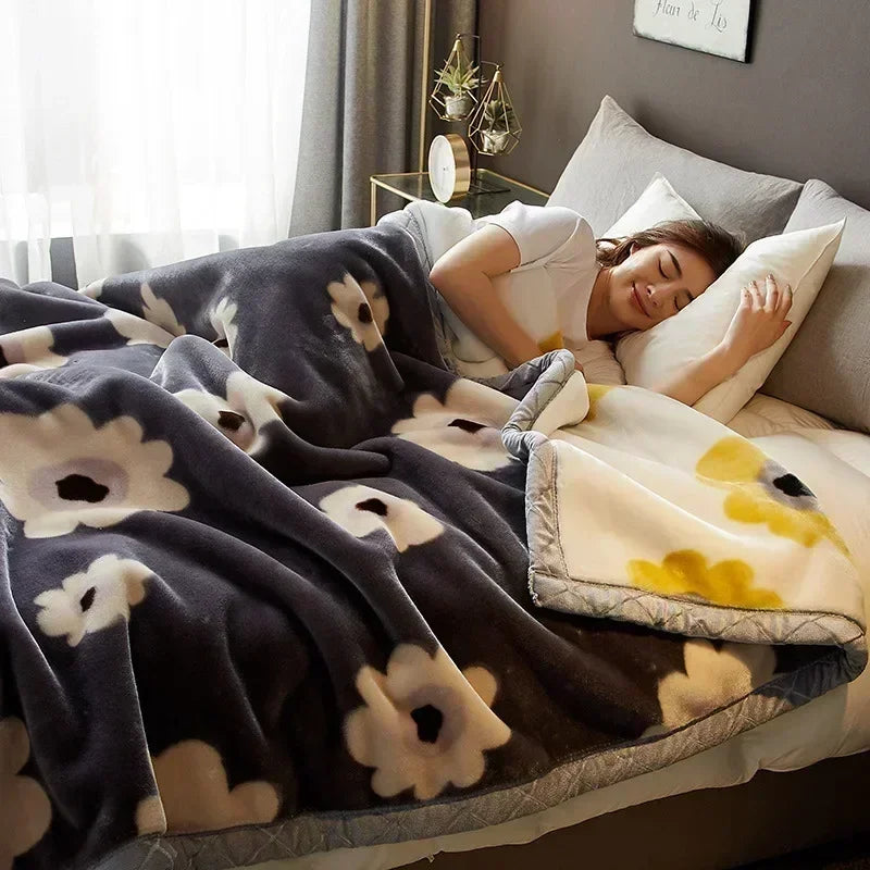 Afralia™ Cozy Flocked Raschel Blanket | Soft & Warm Double-Sided Winter Bedding