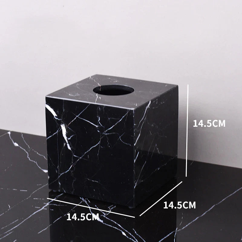 Afralia™ Marble Napkin Tissue Box Holder | Luxury Bathroom Accessories Set