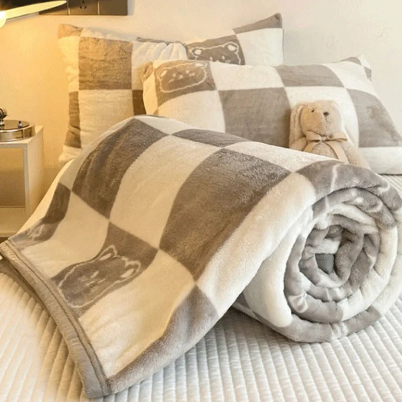 Afralia™ Cozy Checkered Fleece Blanket for All Seasons