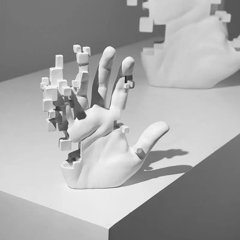 Afralia™ Abstract Mosaic Sculpture Hand Model Resin Figurine Home Desktop Decor