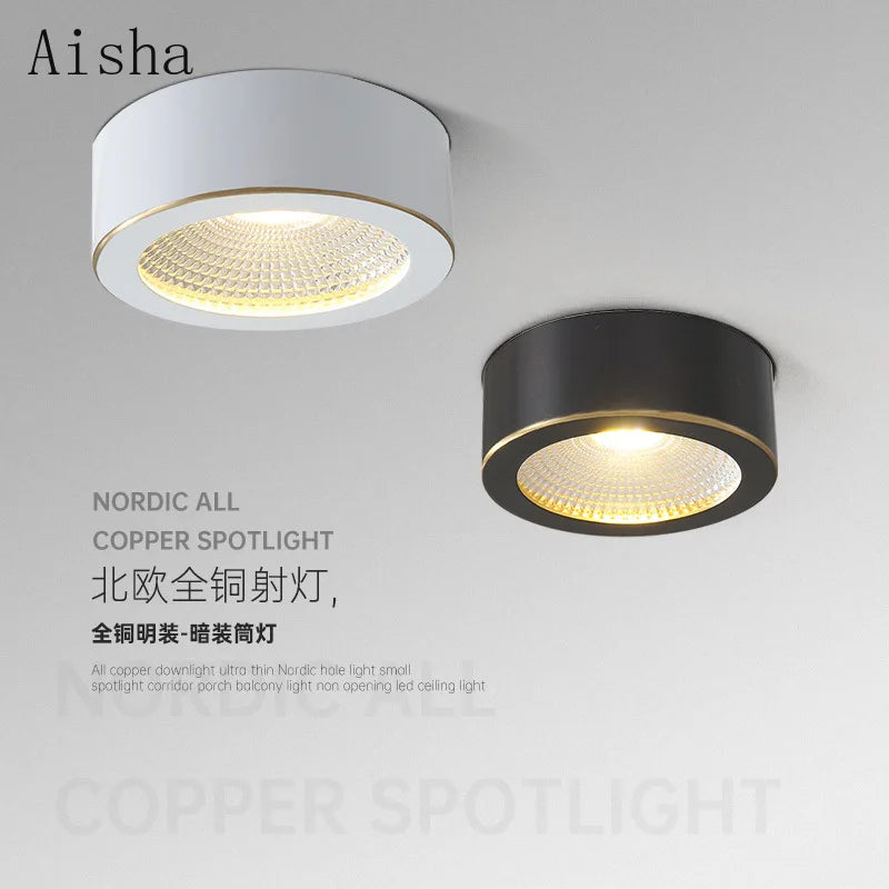 Afralia™ Copper LED Ceiling Light - Ultra-thin Nordic Design for Bedroom, Aisle, and Porch