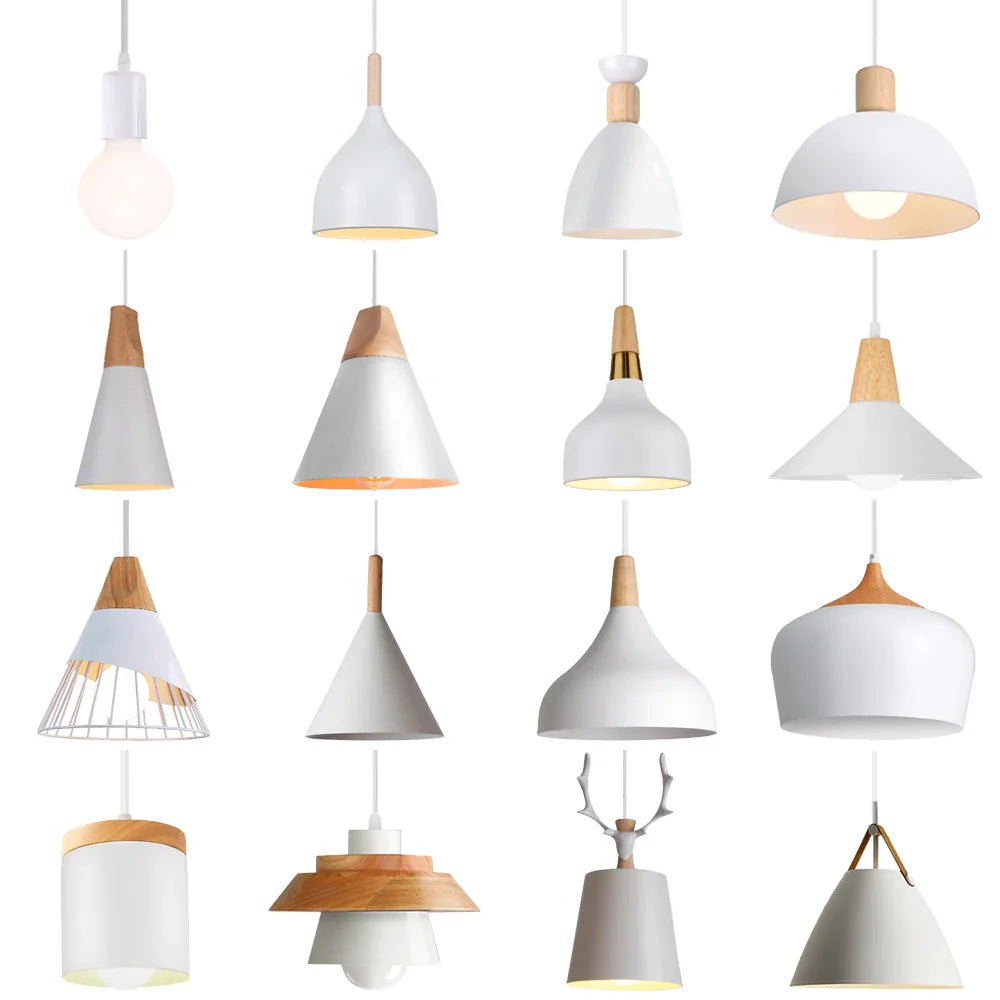 Nordic Modern Wood Pendant Light by Afralia™ - LED E27 Vintage Industrial Fixture for Home