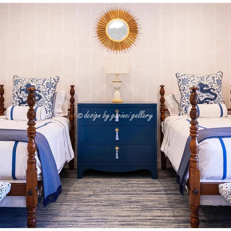 Afralia™ Indigo Blue Dragon Velvet Pillow Cover 60x60cm Eclectic Style Home Decor