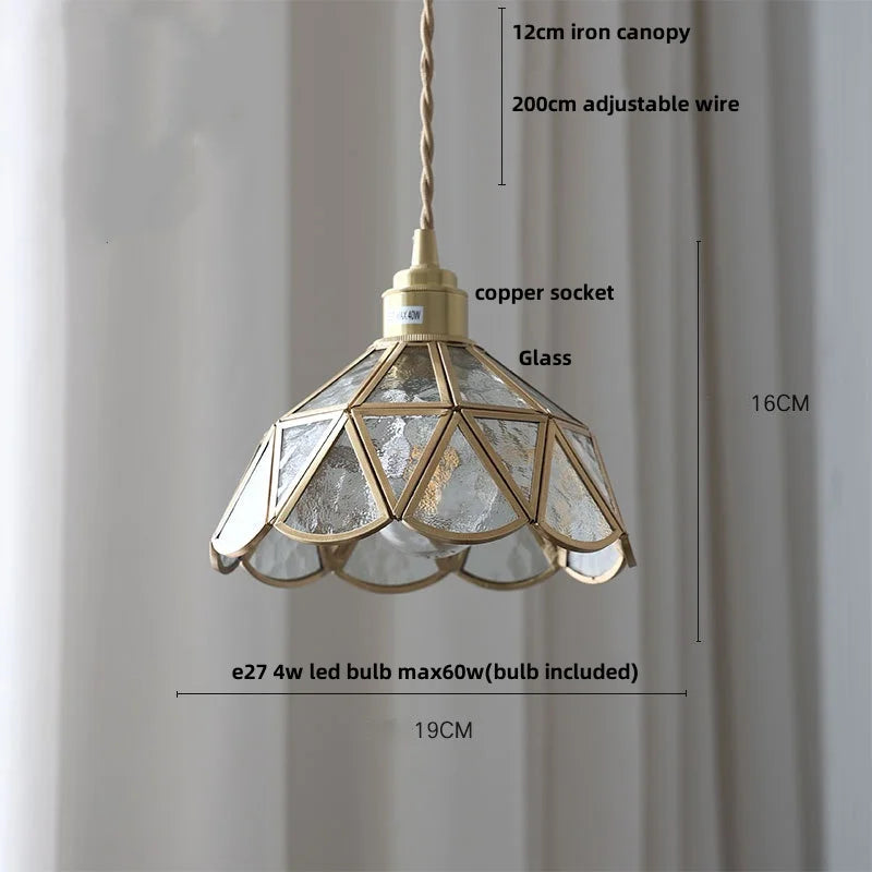 Afralia™ Nordic LED Pendant Light Glass Kitchen Dining Room Copper Hanging Lamp