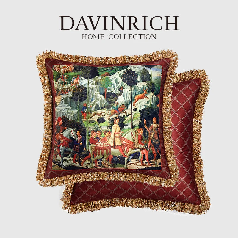 Afralia™ Renaissance Velvet Pillow Cover - Italian Oil Painting Textured Luxury Cushion Case