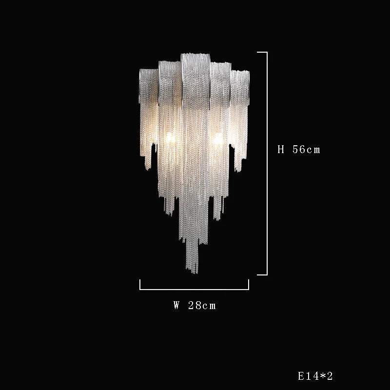 Afralia™ Chrome Chain Tassel Wall Sconce - Luxe Living Room Decor Fixture