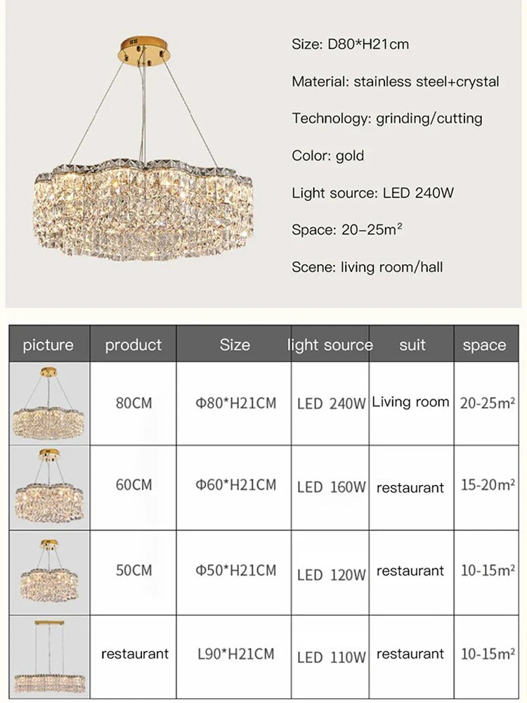 Afralia™ Nordic K9 Crystal Chandelier LED Ceiling Pendant Light Luxury Design for Living Room and Bedroom