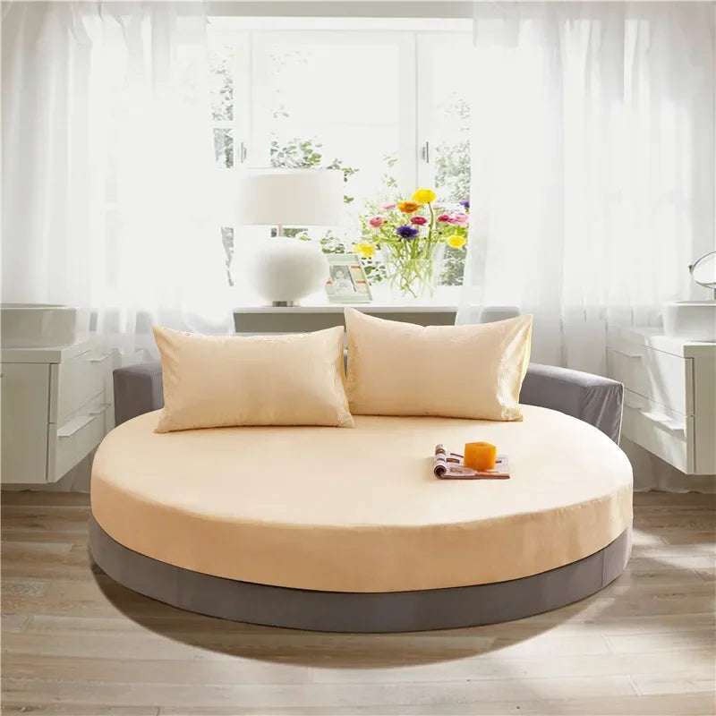 Afralia™ Cotton Round Bed Sheet Set with Elastic Band, Soft & Skin-Friendly Fitted Sheets