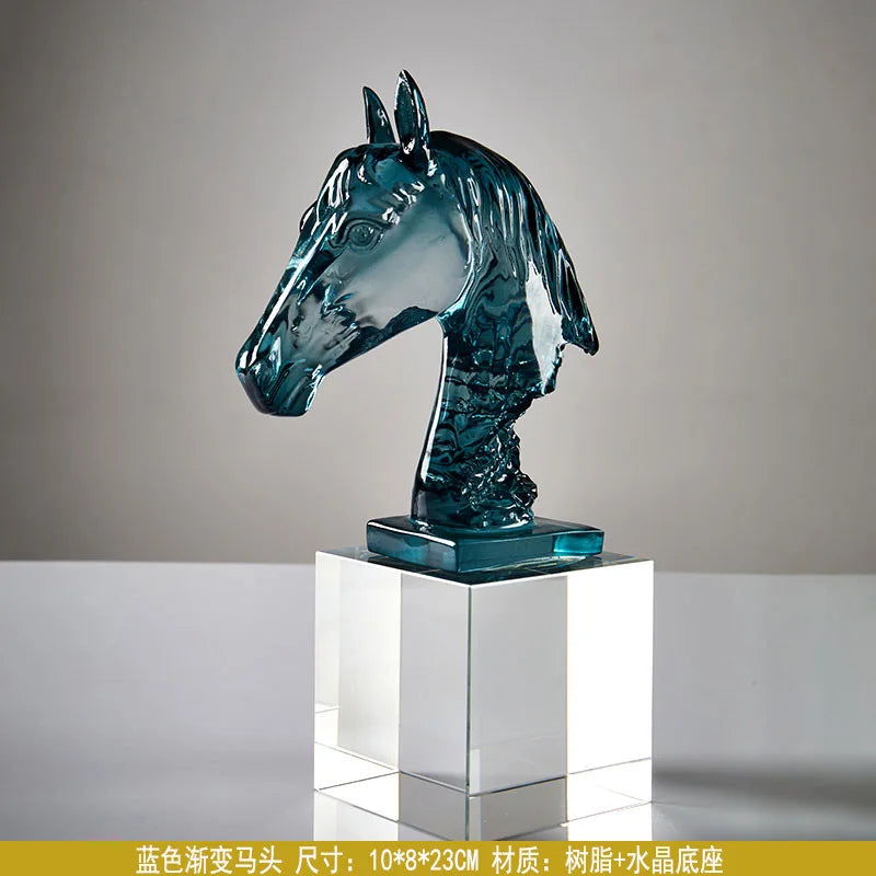 Afralia™ Horse Head Crystal Statue - Decorative Room Sculpture