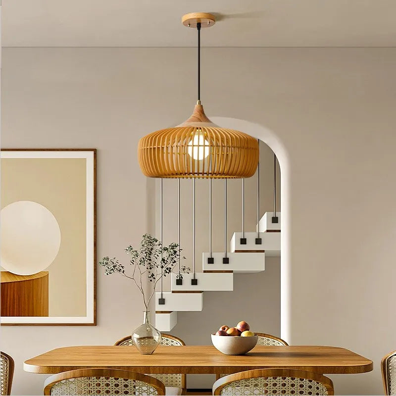 Afralia™ Wood Suspension Pendant Lamp for Bedroom Dining Table Home Decor