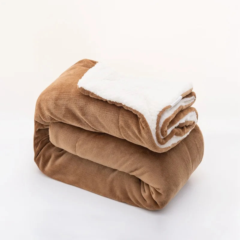 Afralia™ Cozy Double-Layer Lamb Fleece Blanket - All Season Warmth Bedspread