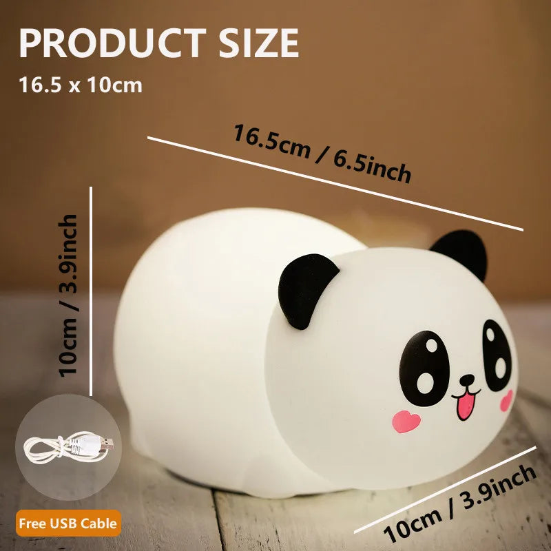 Afralia™ Panda LED Desk Lamp: Rechargeable, 7 Colors, Nursery Night Light