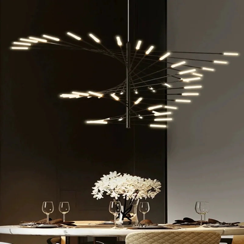 Afralia™ Fireworks LED Chandelier Light for Indoor Living Dining Bedroom Hall Decor