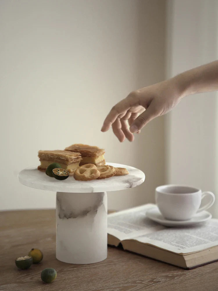 Afralia™ White Onyx Marble Cake Stand for Events and Home Decor