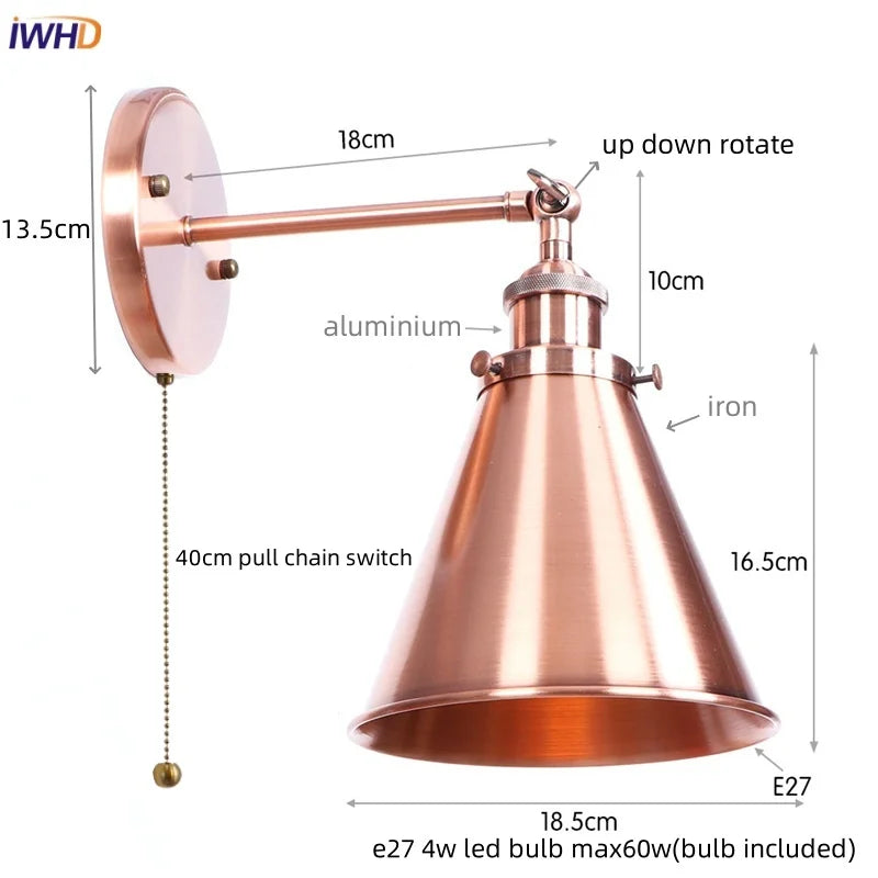 Afralia™ Rustic LED Wall Sconce, Industrial Style Luminaire for Bedroom, Dining Room, Bathroom