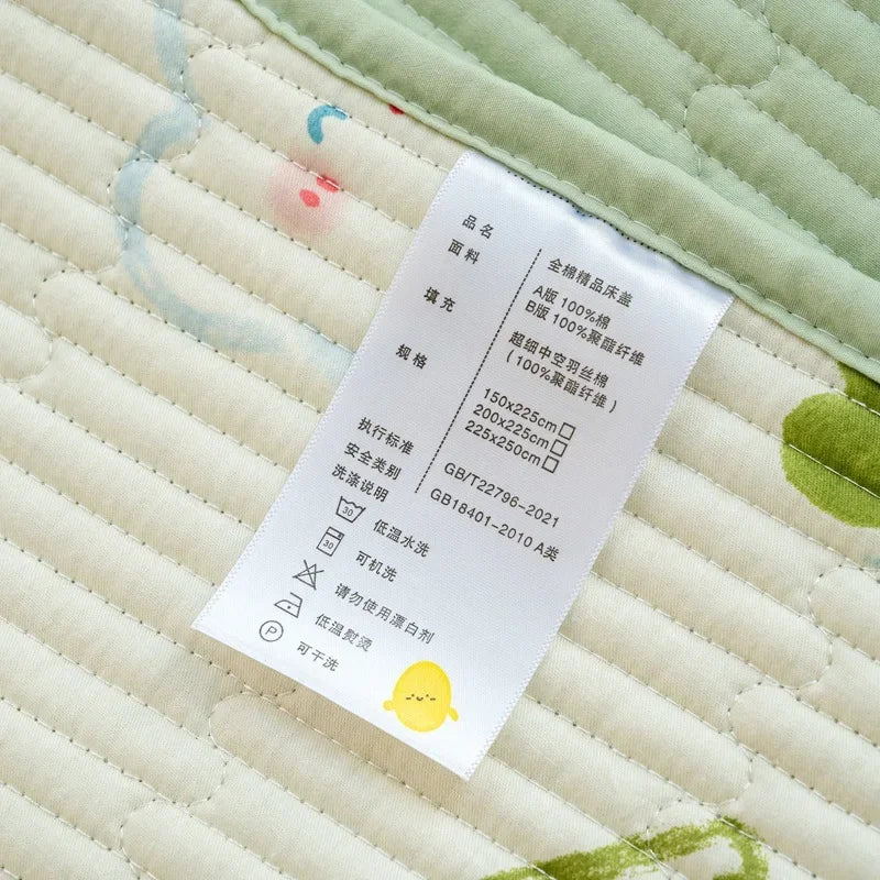 Afralia™ Cartoon Print Foldable Bed Cover Set | Cotton Quilted Cushion Mat