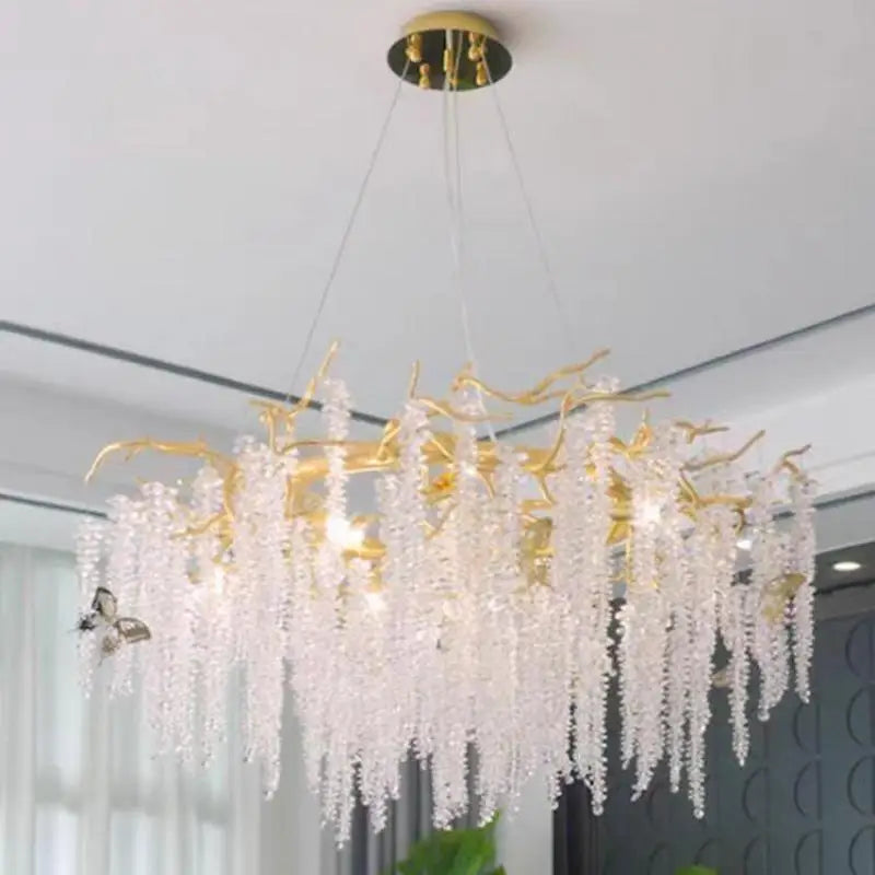 Afralia™ Gold Aluminium Branch Pendant Light Chandelier for Modern Dining Room Decor