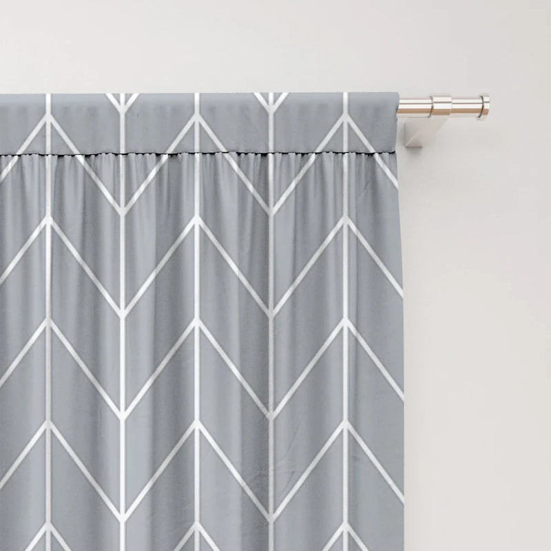 Geometric Triangular Lines Curtains by Afralia™ - Rod Pocket, for Kitchen, Coffee Shop, Living Room