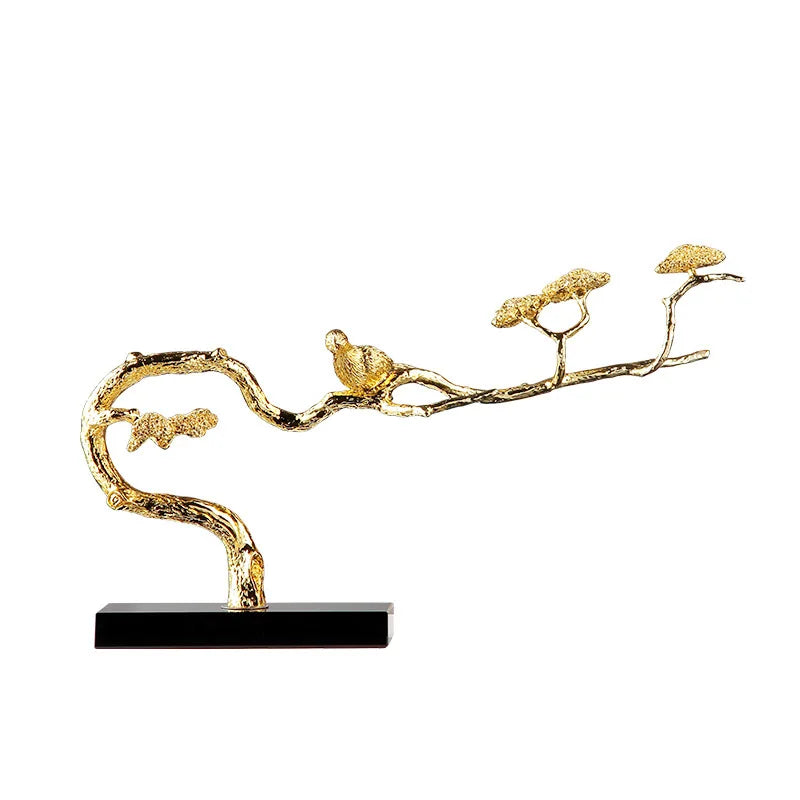 Afralia™ Metal Alloy Tree Bird Decorative Figurines Home Decor