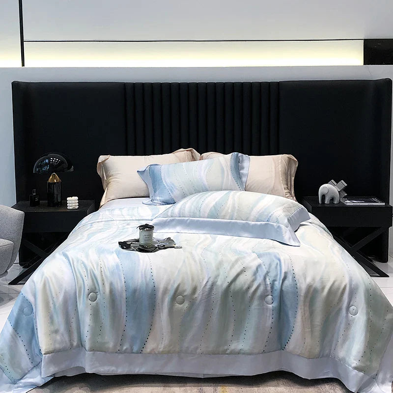 Afralia™ Summer Quilt Bedding Set: Soft Lyocell Fiber Comforter, Sheet, Pillowcases - 4Pcs