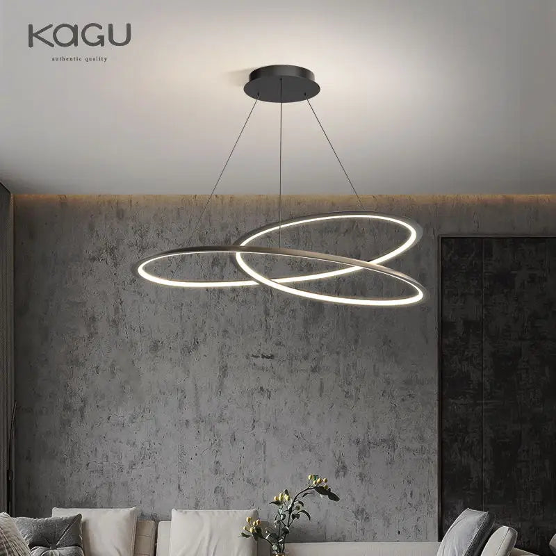 Afralia™ Circular Black/White Chandelier for Living, Dining, and Kitchen Room