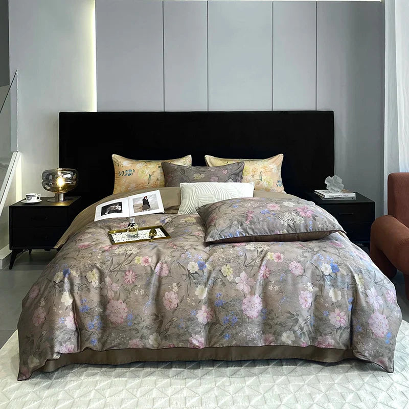 Afralia™ Vintage Plant Flowers Bedding Set, 1000TC Egyptian Cotton, Oil Painting Style