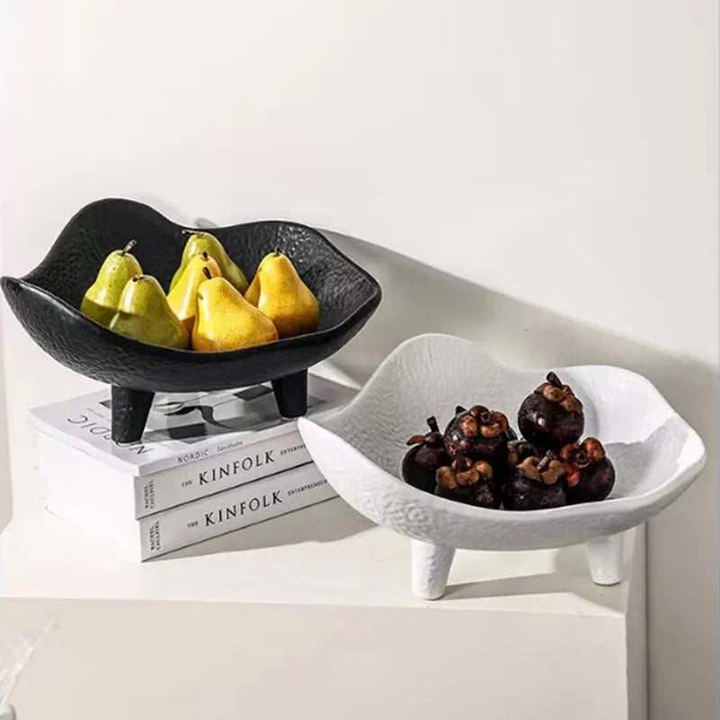 Afralia™ Ceramic Fruit Plate Snack Dish Irregular High Tray Home Decoration