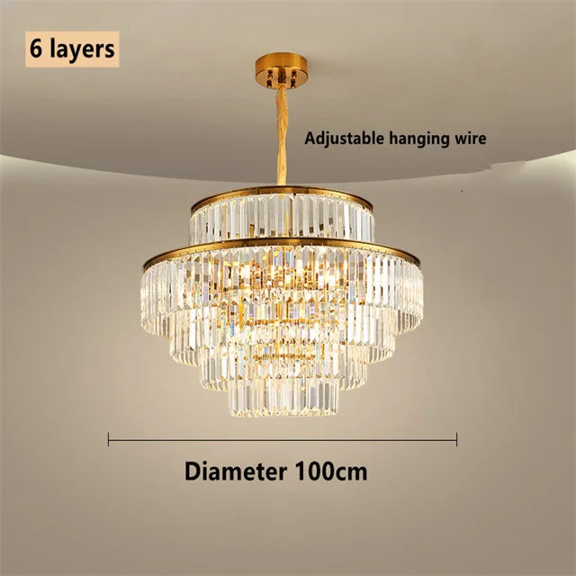 Afralia™ Crystal Luxury Chandelier: Modern 5-Layer LED Ceiling Lamp for Home Indoor Decor