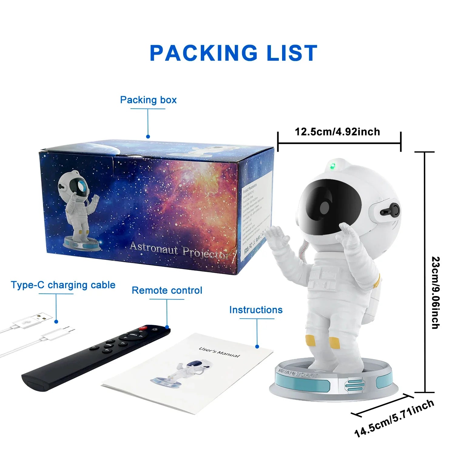 Afralia™ Galaxy Astronaut Starry Projector Night Light for Bedroom Kids Gift