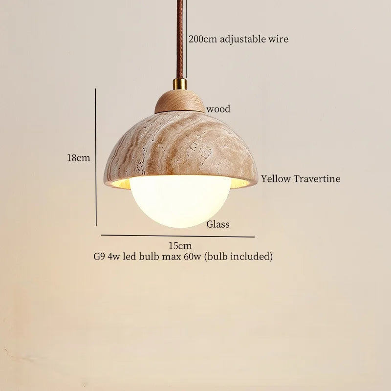Afralia™ Yellow Travertine LED Pendant Lights with Long Arm Hanging Lamps