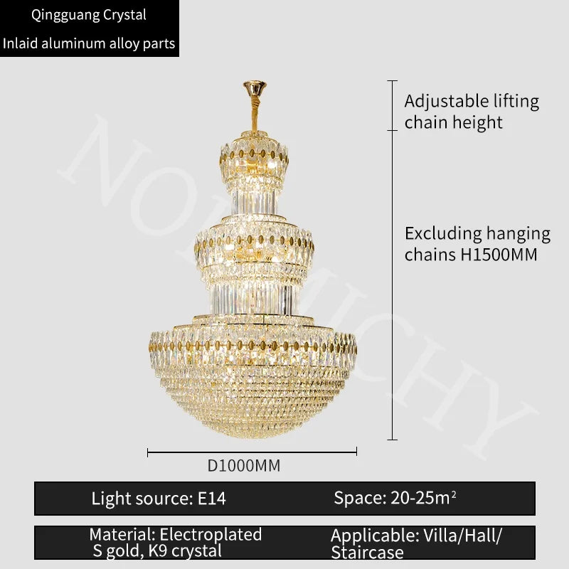 Afralia™ Crystal Hanging Lighting European Light Luxury Living Room Decor Luxury Hotel Lobby
