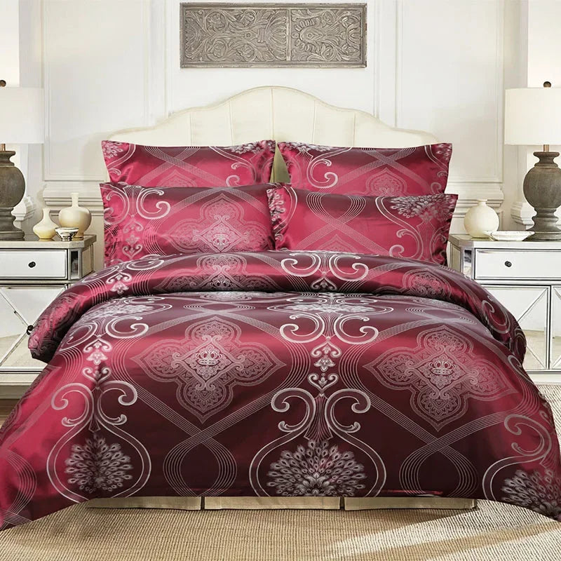 Afralia™ European Satin Jacquard Duvet Cover Set: High Quality, Skin-Friendly Summer Bedding Kit