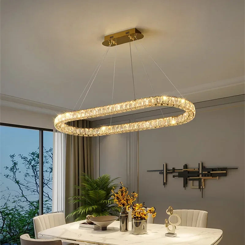 Afralia™ Crystal Ceiling Chandelier LED Light Fixture for Home Decor