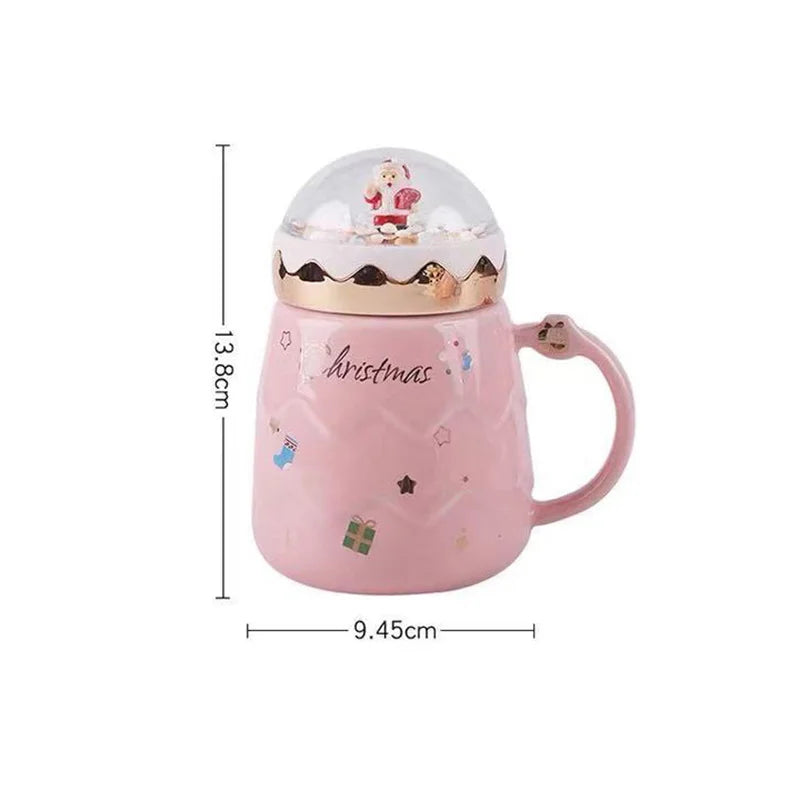 Afralia™ Santa Claus Ceramic Mug with Snowball Lid | Creative Xmas Gift Home Office Cup