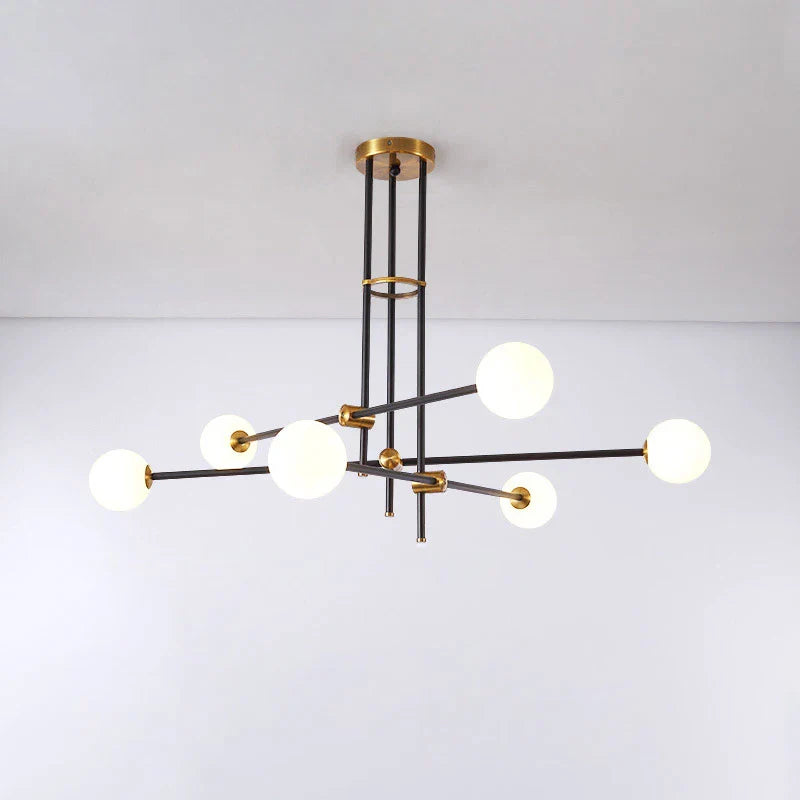 Afralia™ Nordic Black Glass Chandelier Ceiling Light Fixture for Modern Living Room Dining Room Decor