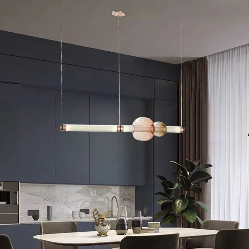 Afralia™ Luna Glass Tube Chandelier for Kitchen Dining Staircase LED Pendant Lamp