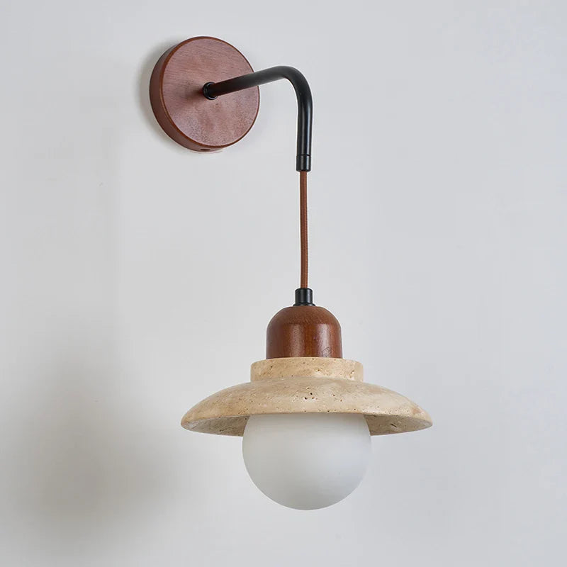 Afralia™ White Glass LED Wall Lights Wood Nordic Modern Bedside Lamp Sconce