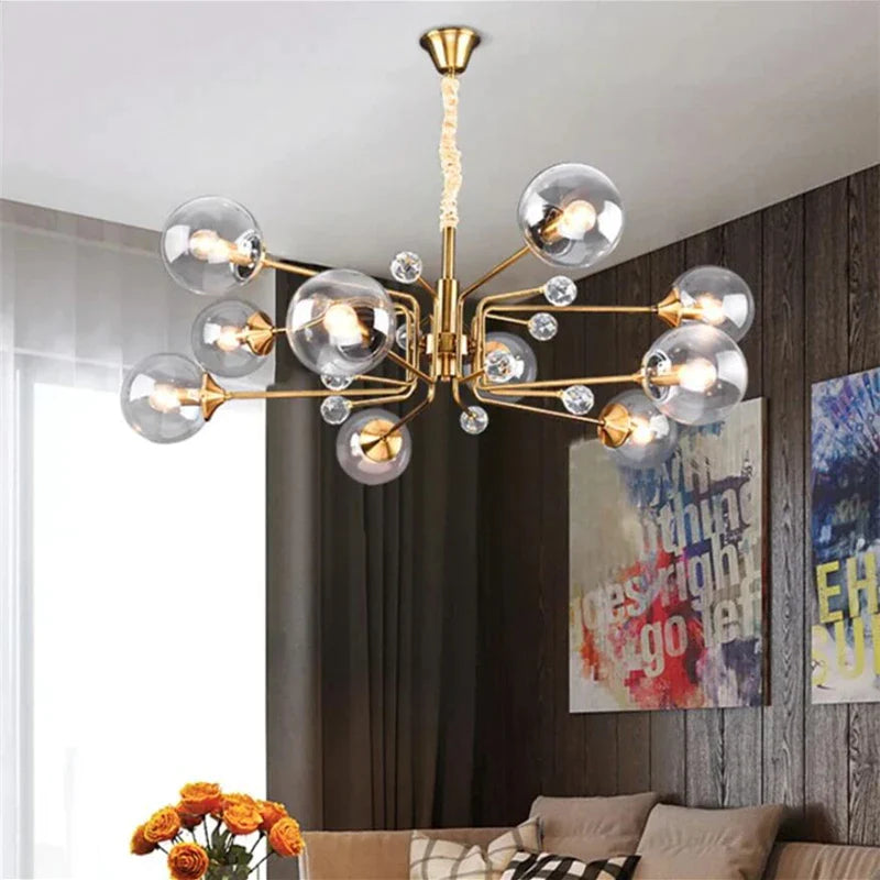 Afralia™ Glass Bubble Chandelier: Luxury LED Glass Ball Suspension Lamp for Living Room, Bedroom, and Shop