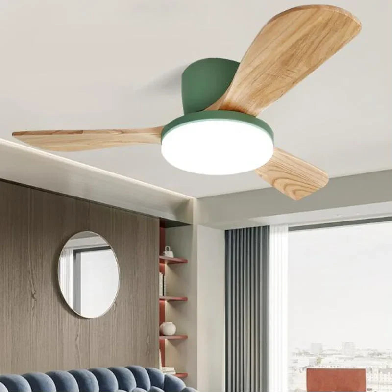 Afralia™ Wood Ceiling Fans 52" DC 35W LED Remote Control Living Bedroom Light Fans