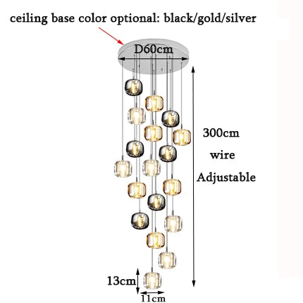 Afralia™ Crystal LED Chandelier: Stylish Home Lighting for Living Room, Staircase & More