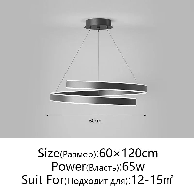 Afralia™ Round Spiral Chandelier in Black/White For Living Dining Kitchen Room Lighting Fixtures