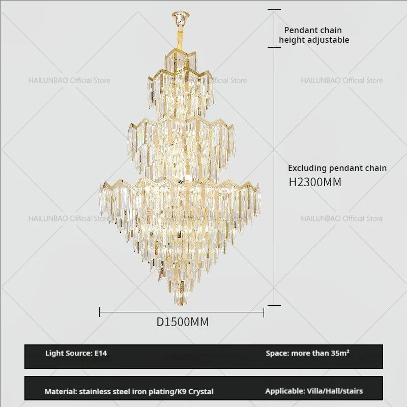 Afralia™ Crystal Chandelier | Modern Luxury Duplex Building Chandelier for Villa and Hotel