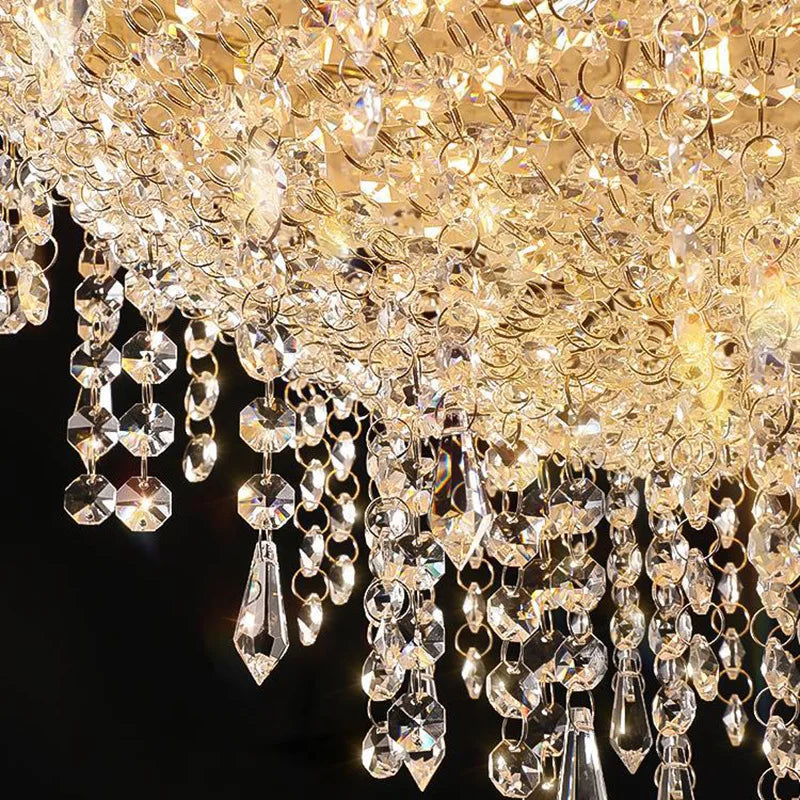 Afralia™ Luxury Crystal Tassel Chandelier for Home Decor LED Hanging Lamp