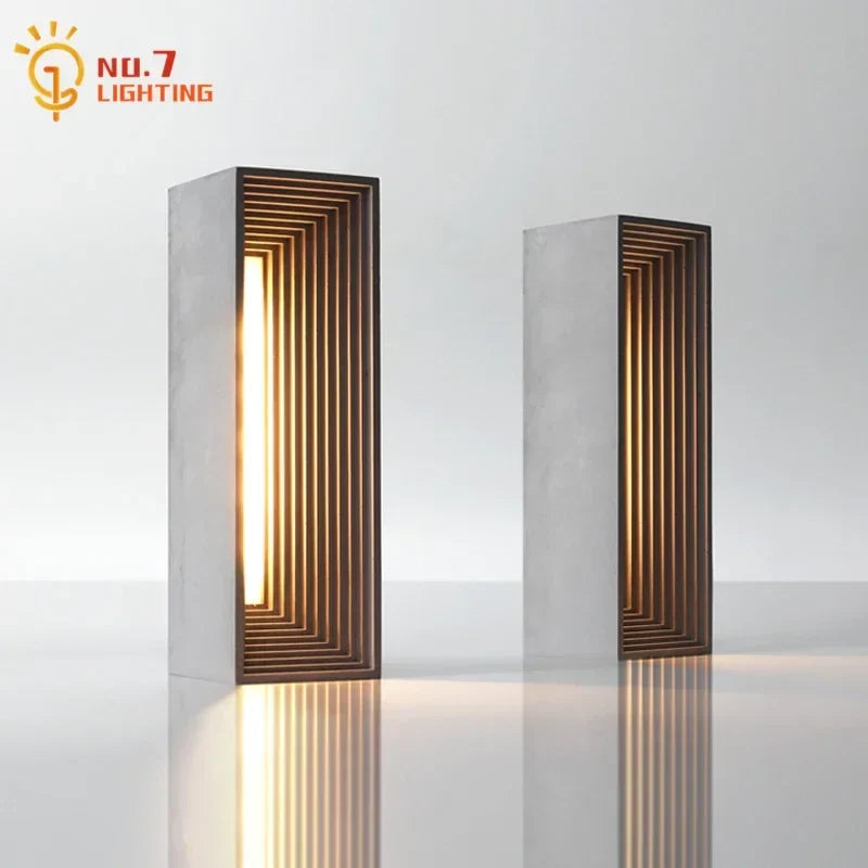 Afralia™ Concrete Stone Table Lamp Touch Dimming LED Desk Light