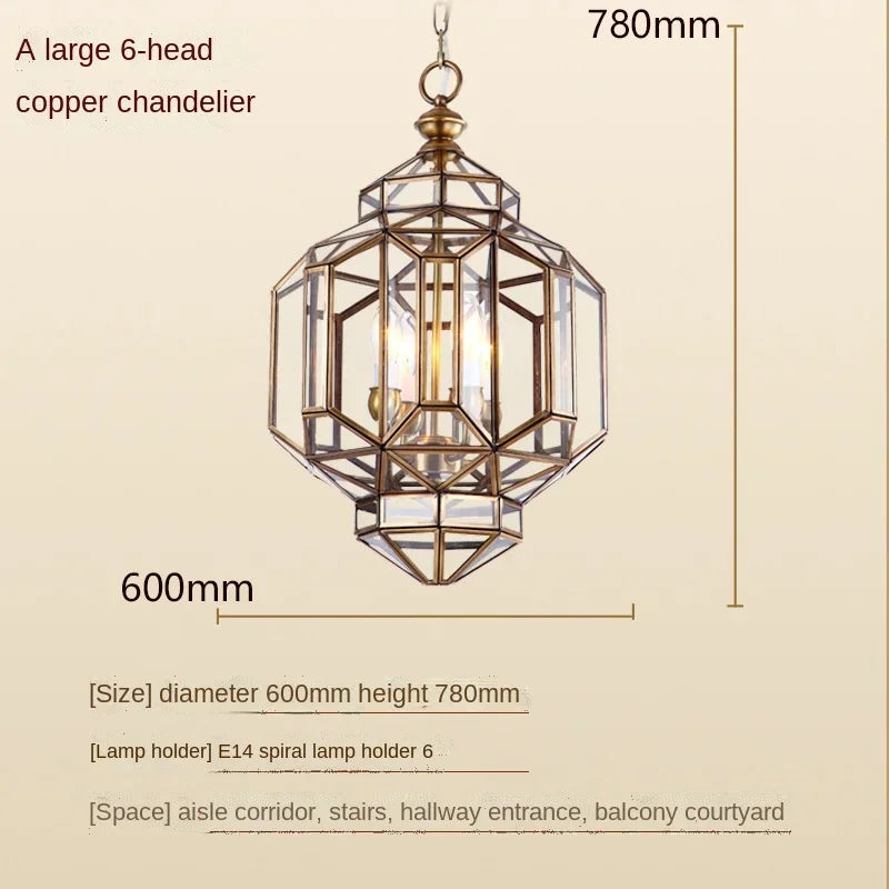 Afralia™ Antique Glass Pendant LED Lamp Copper Vintage Glass Pendant Light