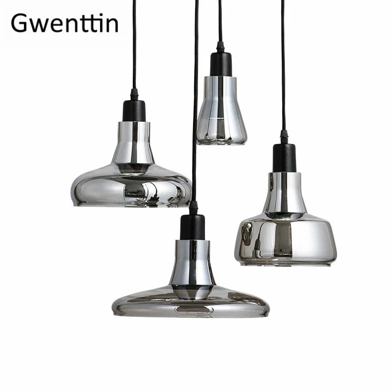 Smoky Gray Glass Pendant Light Retro Loft Industrial Hanging Lamp for Living Room Bedroom by Afralia™.