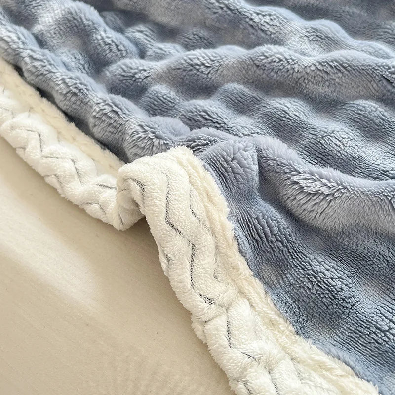 Afralia™ Winter Plush Blanket: Soft Coral Fleece & Faux Rabbit Velvet Cozy Bed Cover