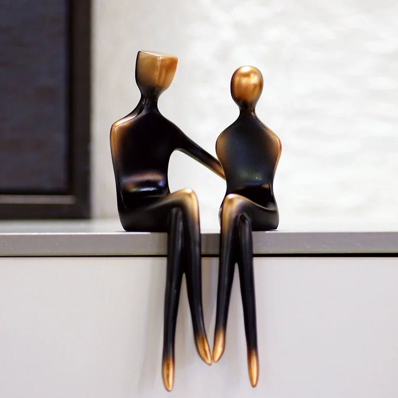 Afralia™ Elegant Resin Couple Sculptures: Modern Art Statues for Desk Decor & Anniversary Gift